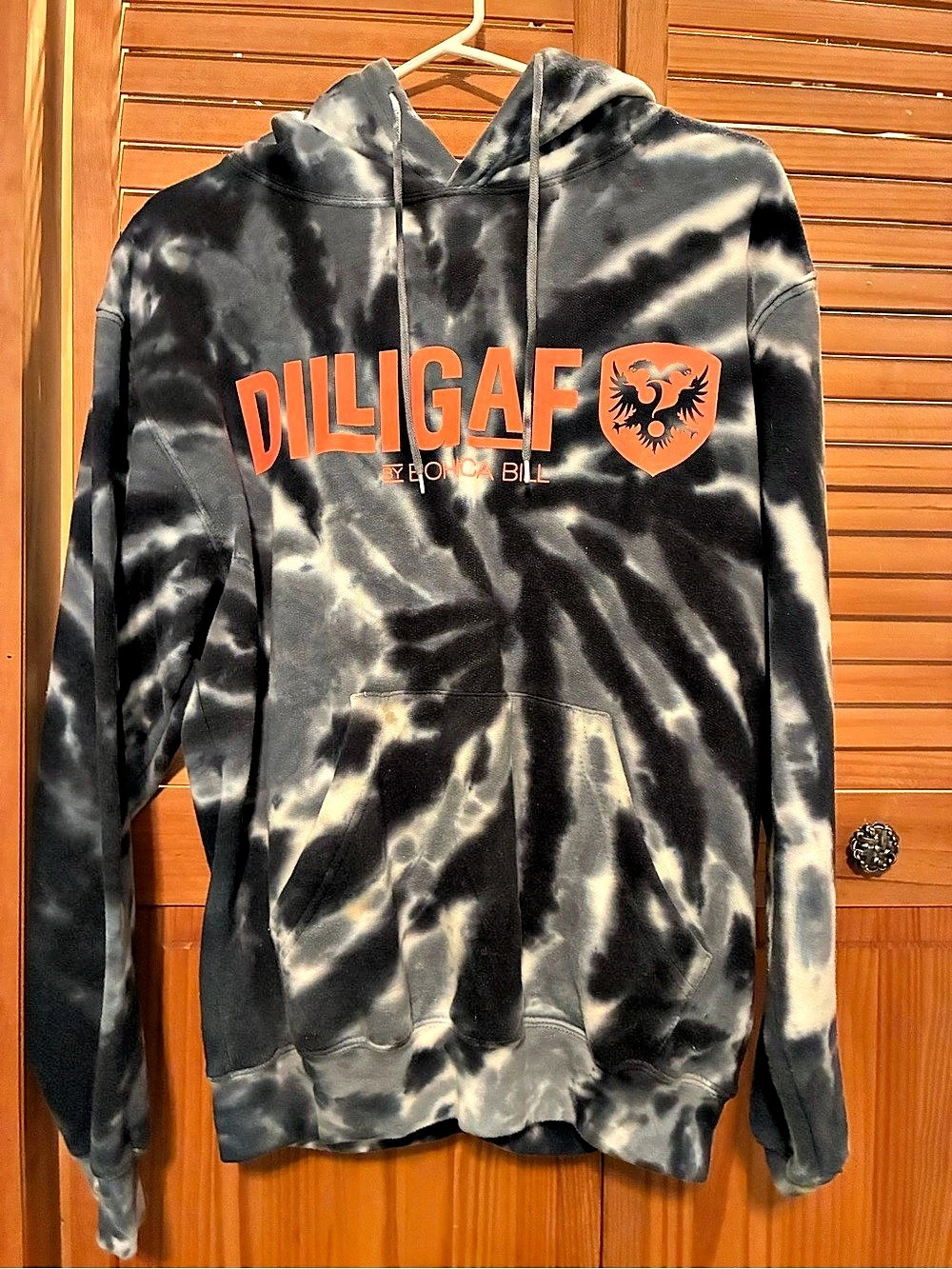 Dilligaf Tie-Dye Hoodie in Black & Orange Size Small Like New